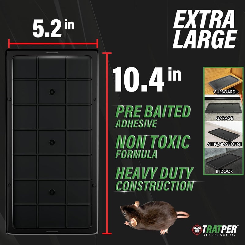 TRATPER Glue Traps for Mice,Rat,Mouse,Snake,Lizard,Insect. 10 Pack. Extra Strength,Pre-Baited Adhesive.Heavy Duty Plastic Tray.Non-Toxic,Chemical-Free Pest Control for Home. 10Pack - Image 2